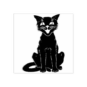 Carimbo De Borracha Vintage Black Cat