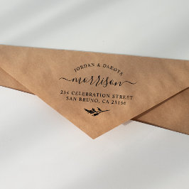 Carimbo De Borracha Vintage Botanical Custom Names & Return Address