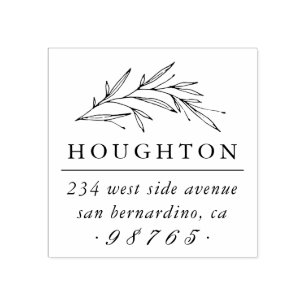 Carimbo De Borracha Vintage Botanical Family Name & Return Address