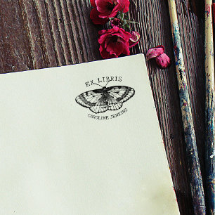 Carimbo De Borracha Vintage Butterfly Ex Libris Book