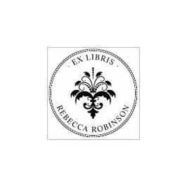 Carimbo De Borracha Vintage Damask & Typografia | Alfândega Ex Libris