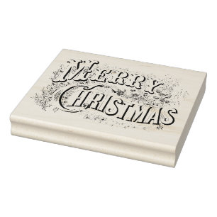 Carimbo De Borracha Vintage Decorative Merry Christmas Color Me script