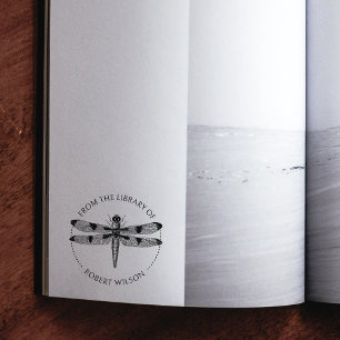 Carimbo De Borracha Vintage Dragonfly Book, da Biblioteca de