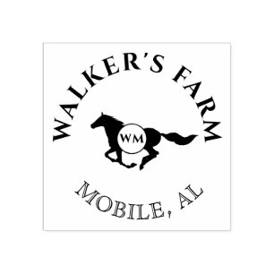 Carimbo De Borracha Vintage elegante cavalo monograma duplo