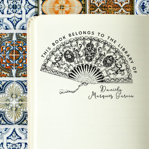 Carimbo De Borracha Vintage Espanhol Ventilador Personalizado Livro de