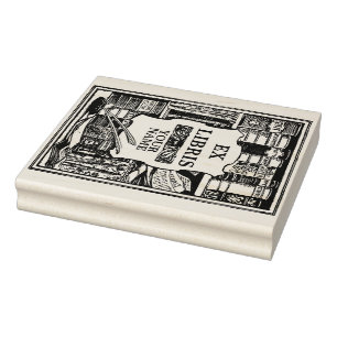 Carimbo De Borracha Vintage Ex Libris Book Shels Modelo