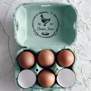Carimbo De Borracha Vintage Farmhouse Hen Personalised Egon Carton