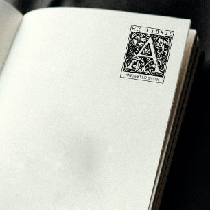 Carimbo De Borracha Vintage Flor Monograma - Letra Ex Libris