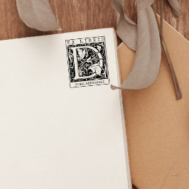 Carimbo De Borracha Vintage Flor Monograma - Letra Ex Libris