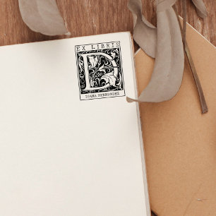 Carimbo De Borracha Vintage Flor Monograma - Letra Ex Libris