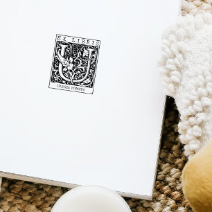 Carimbo De Borracha Vintage Flor Monograma - Letra Ex Libris