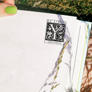 Carimbo De Borracha Vintage Flor Monograma - Letra Ex Libris