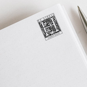 Carimbo De Borracha Vintage Flor Monograma - Letra Ex Libris