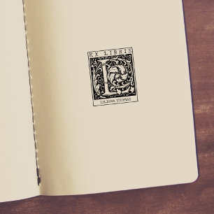 Carimbo De Borracha Vintage Flor Monograma - Letra Ex Libris