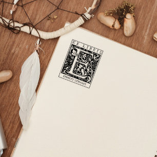 Carimbo De Borracha Vintage Flor Monograma - Letra Ex Libris