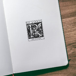 Carimbo De Borracha Vintage Flor Monograma - Letra Ex Libris