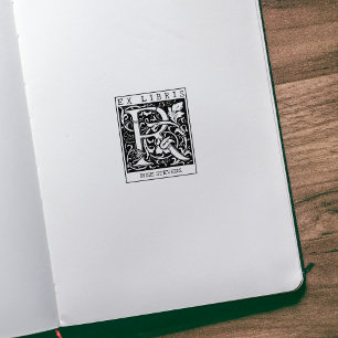 Carimbo De Borracha Vintage Flor Monograma - Letra Ex Libris