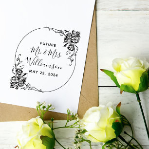Carimbo De Borracha Vintage Floral Delicate Future Sr. & Sra. Wedding