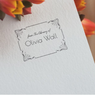 Carimbo De Borracha Vintage Floral Frame Bookplate Ex Libris Bookish