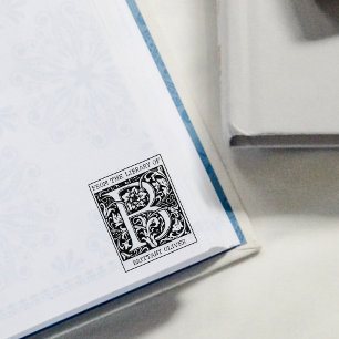Carimbo De Borracha Vintage Floral Monograma - Letra B da Biblioteca