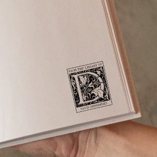 Carimbo De Borracha Vintage Floral Monograma - Letra D da Biblioteca