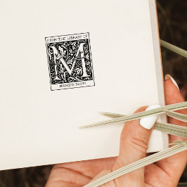 Carimbo De Borracha Vintage Floral Monograma - Letra M da Biblioteca