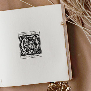Carimbo De Borracha Vintage Floral Monograma - Letra O da Biblioteca
