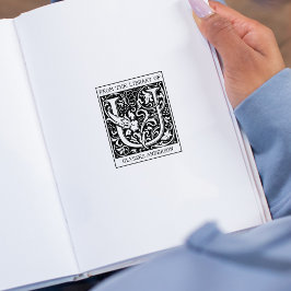 Carimbo De Borracha Vintage Floral Monograma - Letra U da Biblioteca