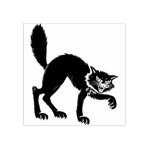 Carimbo De Borracha Vintage Halloween Black Cat Stamp