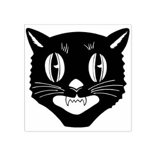 Carimbo De Borracha Vintage Halloween Black Cat Stamp