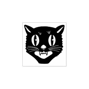 Carimbo De Borracha Vintage Halloween Black Cat Stamp