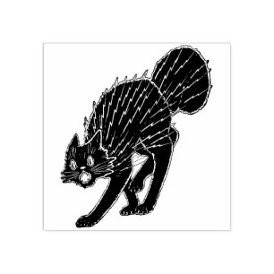 Carimbo De Borracha Vintage Halloween Black Scaredy Cat Stamp