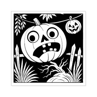 Carimbo De Borracha Vintage Halloween Jack O'Lantern Rubber Stamp