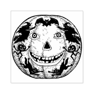 Carimbo De Borracha Vintage Halloween Jack O'Lantern Stamp