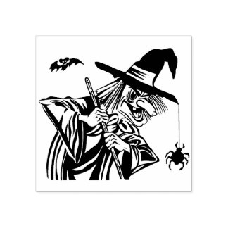 Carimbo De Borracha Vintage Halloween Witch