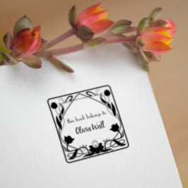 Carimbo De Borracha Vintage Nouveau Frame Bookplate Ex Libris Bookish