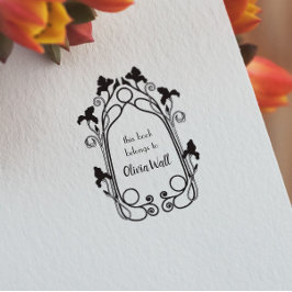 Carimbo De Borracha Vintage Nouveau Frame Bookplate Ex Libris Bookish