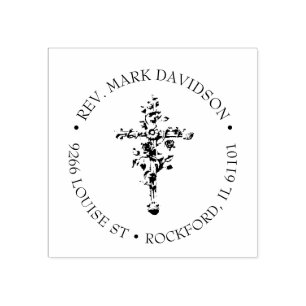 Carimbo De Borracha Vintage Religiosa da Cruz Floral Cristã