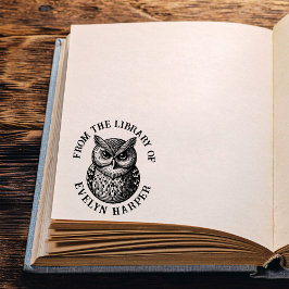 Carimbo De Borracha Vintage Screech Owl From The Library Of Book Name