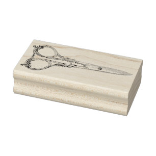 Carimbo De Borracha Vintage Scrol Sewing Scissors Rubber Art Stamp