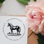 Carimbo De Borracha Vintage Shire Horse Family Name Return Address<br><div class="desc">Este belo design de cavalo de shire,  ao estilo da vintage,  é rodeado por uma fonte deliberadamente cheia de bonés,  produzindo um estilo antigo clássico.</div>