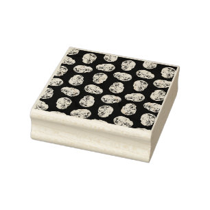 Carimbo De Borracha Vintage Skulls Blue Tint Design Black Background