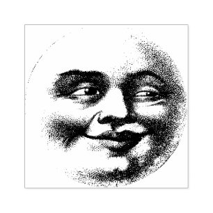Carimbo De Borracha Vintage sorrindo face da Lua
