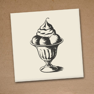 Carimbo De Borracha Vintage Sorvete Sundae