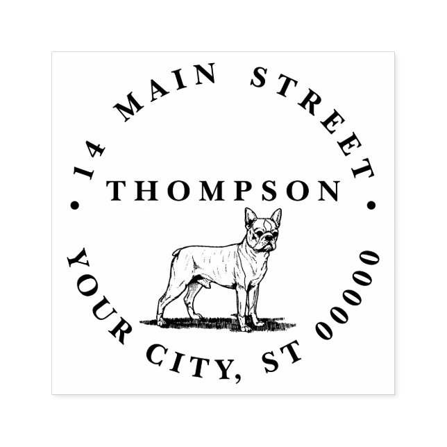 Carimbo De Borracha Vintage Stylized French Bulldog (Impressão)