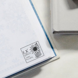 Carimbo De Borracha Vintage Sunflower Book Ex Libris