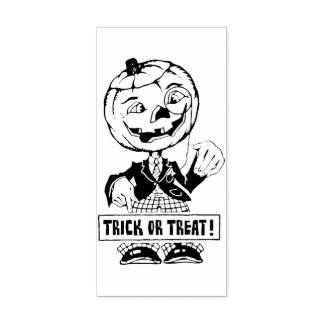 Carimbo De Borracha Vintage Trick ou Treine Pumpkin Man