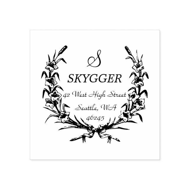 Carimbo De Borracha Vintage Wreath Monograma (Impressão)