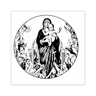 Carimbo De Borracha Virgem Abençoada Maria Jesus Angels