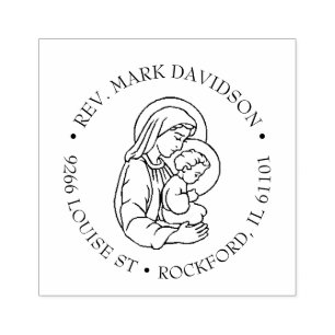 Carimbo De Borracha Virgem Católica Mary BabyJesus Religião
